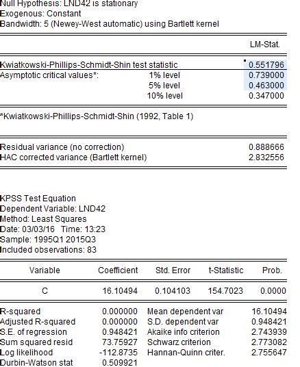 value of kpss test